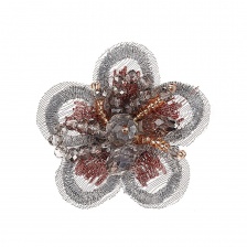 Аппликация с элементами из бисера, цвет серый, размер 40 мм