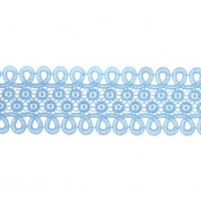 Кружево ажурное, нежная цветочная гирлянда с резным краем в виде петелек, ширина 60 мм, цвет светло-голубой, намотка 10 ярдов 