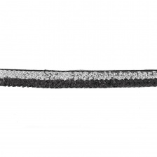 Декоративная тесьма-сетка, расшитая пайетками, цвет черный+серебро, ширина 30 мм, намотка 10 ярдов