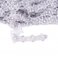 Цветочки из капроновой ленты, размер 30 мм, намотка 20 ярдов, цвет серый (#32)