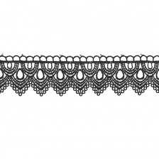 Кружево ажурное, нежная воздушная гирлянда с причудливым узором и резными краями, ширина 50 мм, цвет черный, намотка 15 ярдов