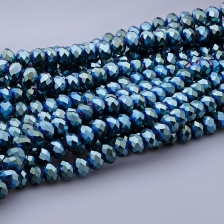 Бусины граненые Рондель (стекло), цвет зеленый радужный-голография (86), 4 мм, 140-150 шт/нить