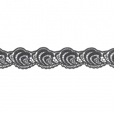 Кружево вязаное ажурное, ширина 60 мм, цвет черный, намотка 15 ярдов