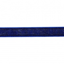 Лента бархатная с люрексом, ширина 15 мм, цвет 175 (синий), намотка 20 ярдов