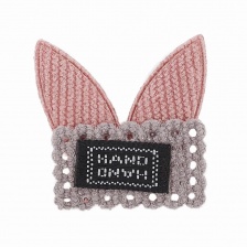 Аппликация 3D "Ушки", цвет серый+грязно-розовый, размер 35х37 мм