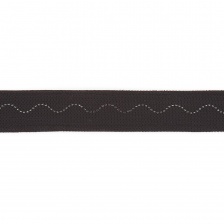 Декоративная тесьма отделочная лампасная со стразами, цвет черный, ширина 28 мм, намотка 50 ярдов