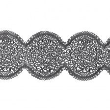 Кружево ажурное, нежная воздушная гирлянда с резными краями, ширина 125 мм, цвет черный, намотка 15 ярдов