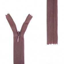 Молния спираль, тип 3, потайная, неразъемная, основа капрон, длина 20 см, цвет 304 (коричневый), бегунок цвета основы