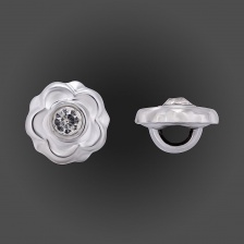 Пуговица пластиковая на ножке, в форме цветка, цвет серебряный, белая страза в центре, размер 18L