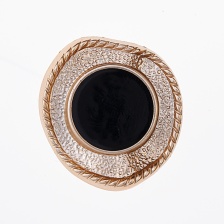 Пуговица пластиковая на ножке, размер 48L, основа золотая неправильной формы с черной эмалью