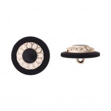 Пуговица пластиковая на ножке, размер 40L, цвет черный/золотой