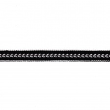 Лента бархатная с люрексом, ширина 10 мм, цвет черный+серебряный, намотка 50 ярдов