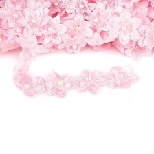 Цветочки из капроновой ленты, ширина 60 мм, намотка 20 ярдов, цвет розовый (№ 5)