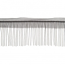 Декоративная тесьма с бахромой отделочная на сетке, ширина 50 мм, цвет черный+цепочка темный никель, намотка 25 ярдов