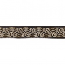 Жаккардовая лента, ширина 33 мм, намотка 10 м, цвет черный+золотой