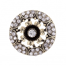 Пуговица металлическая на ножке, размер 38L, цвет бронзовый+белые стразы