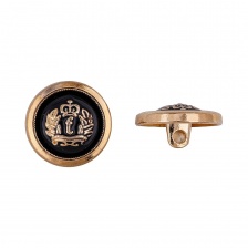 Пуговица металлическая на ножке, размер 34L, цвет черный+золотой