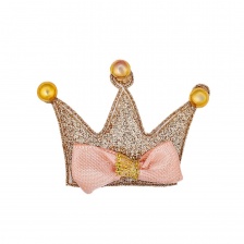 Аппликация 3D "Корона", цвет золото+розовый, размер 50х35 мм