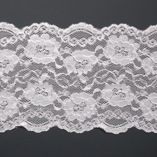 Кружево эластичное, ширина 150 мм, цвет белый, намотка 15 ярдов