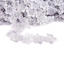 Цветочки из капроновой ленты, размер 45 мм, намотка 20 ярдов.цвет серый (№32) 