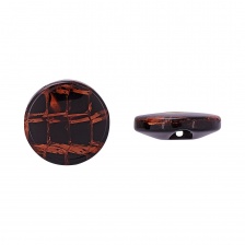 Пуговица пластиковая на полуножке, размер 24L, цвет темно-коричневый с прожилками