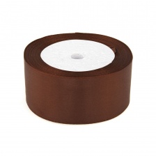 Декоративная лента атласная, ширина 38 мм, намотка 25 ярдов, цвет коричневый (№032)