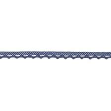Кружево хлопковое вязаное, ширина 12 мм, цвет темно-синий, намотка 15 ярдов