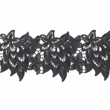 Кружево ажурное матовая нить, ширина 140 мм, цвет черный, намотка 15 ярдов