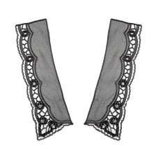 Воротник пришивной двухслойный из капрона с вышивкой, украшенной стразами и бусинами, размер 225х70 мм