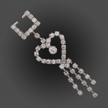 Пряжка металлическая со стразами ,никель / белые стразы 