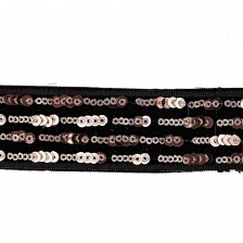 Декоративная бархатная тесьма, расшитая пайетками цвета шампань, ширина 35 мм, намотка 10 ярдов 