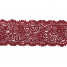 Кружево эластичное, ширина 80 мм, цвет бордовый, намотка 15 ярдов