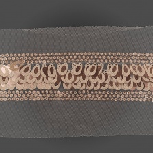 Тесьма из пайеток на сетке, цвет золотой, ширина 60 мм, намотка 16 ярдов 