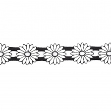 Кружево "Цветочное", интересная цветочная гирлянда из стилизованных ромашек, ширина 45 мм, цвет черный/белый, намотка 10 ярдов