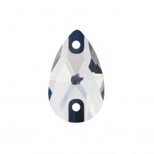 Стразы пришивные стеклянные, форма капля, цвет белый прозрачный, размер 7*12 мм