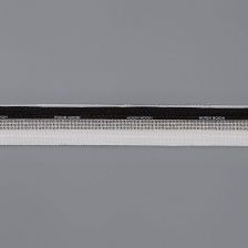 Декоративная тесьма отделочная лампасная со стразами, цвет белый+черный, ширина 30 мм, намотка 50 ярдов