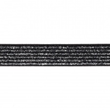 Декоративная тесьма бархатная с люрексом, цвет черный+серебро, ширина 20 мм, намотка 25 ярдов