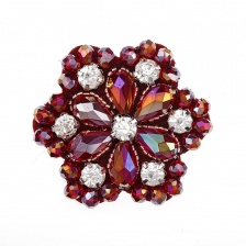 Аппликация с элементами из бисера и страз на фетровой основе, цвет бордоввй радужный (голография), размер 48 мм