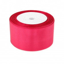 Декоративная лента атласная, 50 мм, длина 25 ярдов, цвет темно-розовый (№089)