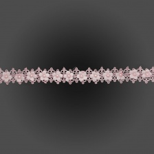 Кружево ажурное с цветами и бусинами, ширина 30 мм, намотка 10 ярдов, цвет розовый (№4)