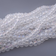 Бусины граненые Рондель (стекло), цвет прозрачный радужный-голография (AB), 4 мм, 140-150 шт/нить