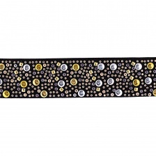 Резинка декоративная, ширина 35 мм, цвет черный+золото+серебро, намотка 47 ярдов