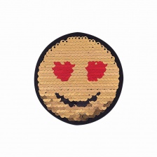 Термоаппликация-перевертыш из двухсторонних пайеток "Смайлик", размер 80 мм