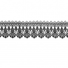 Кружево ажурное, нежная воздушная гирлянда с причудливым узором и резным краем, ширина 60 мм, цвет черный, намотка 15 ярдов