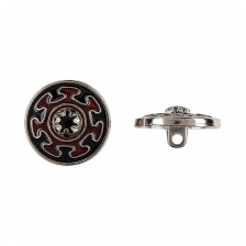 Пуговица металлическая на ножке, никель/черный, 34L