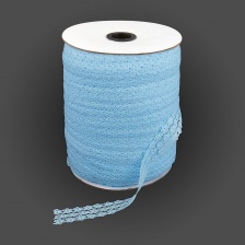 Кружево на сетке с цветочным рисунком, цвет голубой (№4),  ширина 25 мм, намотка 300 ярдов