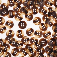 Пуговица пластиковая на четыре прокола, размер 24L, цвет коричневый