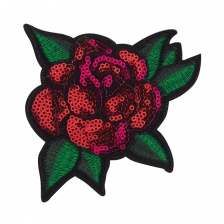 Термоаппликация "Роза" с пайетками, размер 102х115 мм