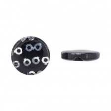 Пуговица пластиковая на полуножке, размер 24L, черная основа с серебряными пайетками