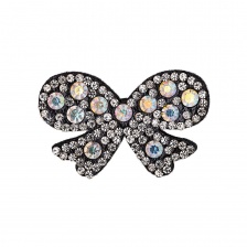 Аппликация "Бантик" из страз на фетровой основе, размер 40 мм х 25 мм, цвет черный + радужные стразы